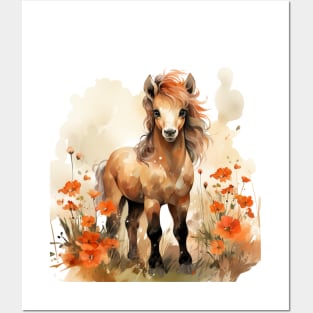 Watercolor Brown Pony Posters and Art